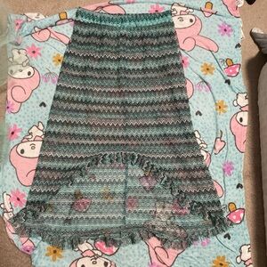 No Boundaries Asymmetrical Ruffle Skirt - Teal and Black